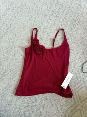 Commense Burgundy Rose Appliqué Camisole